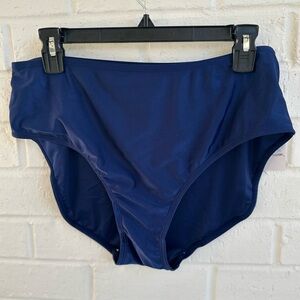 NWT Del Raya Navy Blue Women's High Waisted Bikini Bottoms Size 12.